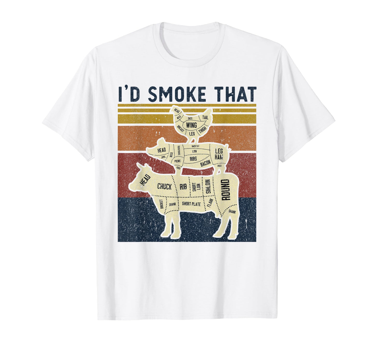 I'd Smoke That Beef Pork Chicken Butcher Cut Funny Grilling T-Shirt