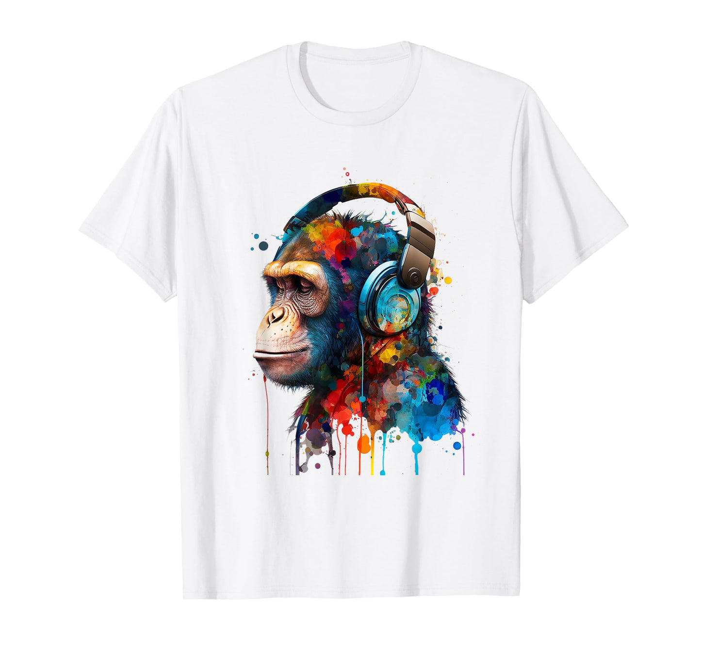 Monkey Wildlife Animal Monkey Lover Cute Monkey Headphones T-Shirt