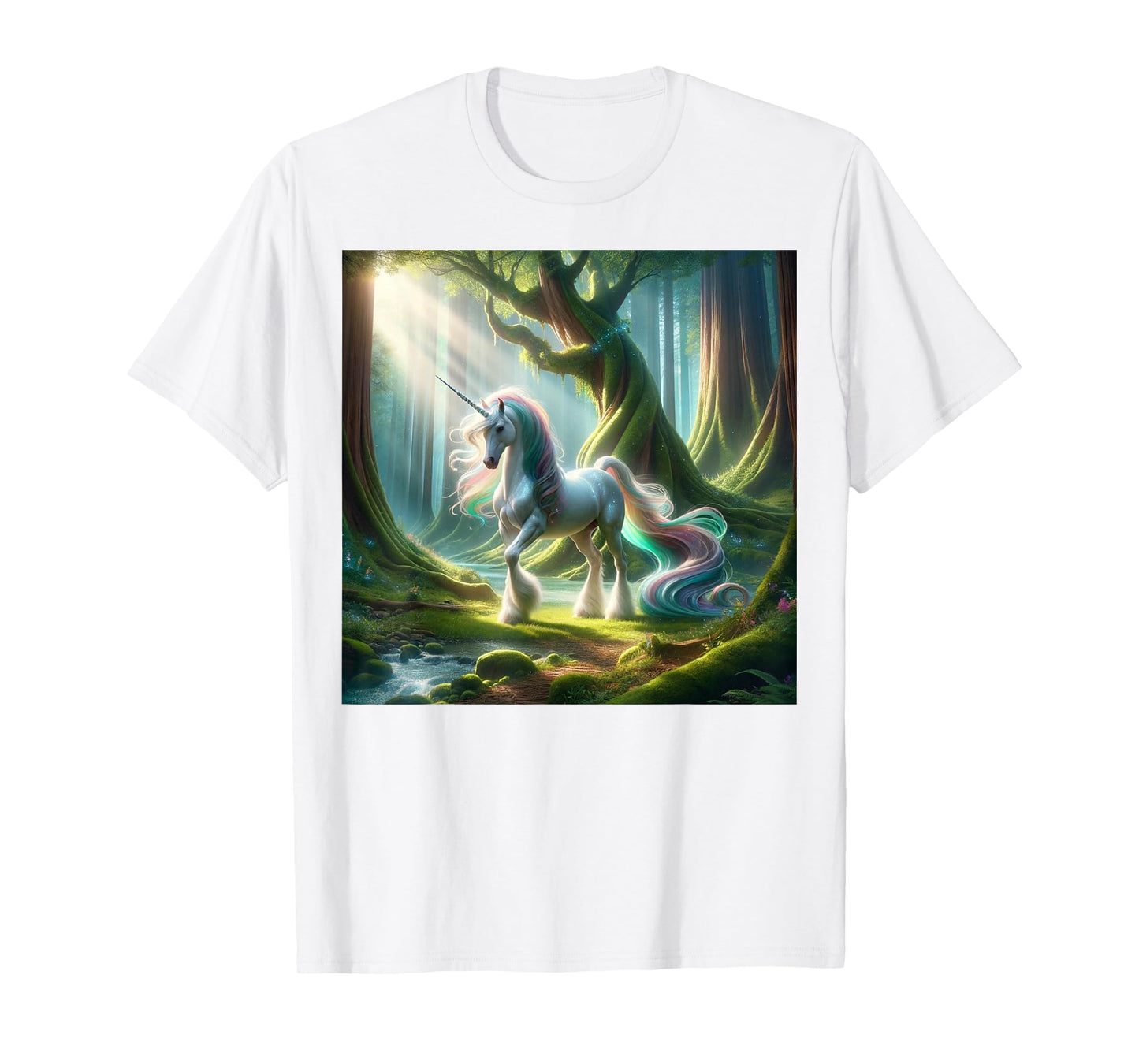 Beautiful Unicorn Clydesdale, Enchanted Forest Graphic T-Shirt