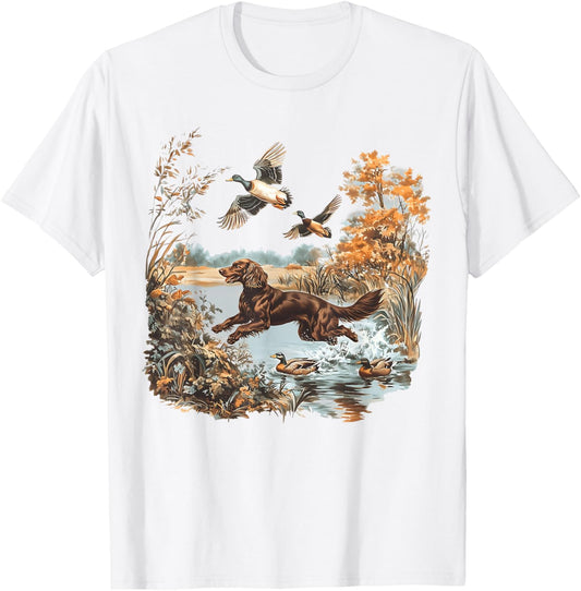 Vintage Retro Boykin Spaniel Hunting Mallard Ducks Hunter T-Shirt