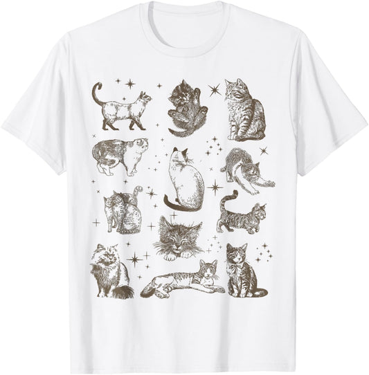 Vintage 90s Tattoo Retro Cats In Space T-Shirt