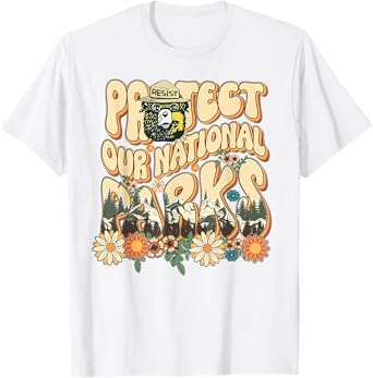 Floral Protect Our National Parks Retro Nature Conservation T-Shirt