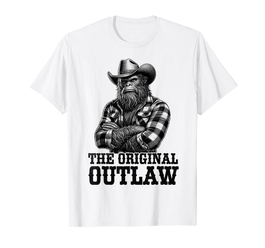 Bigfoot Sasquatch Funny Vintage Cowboy Cryptid Graphic Myth T-Shirt