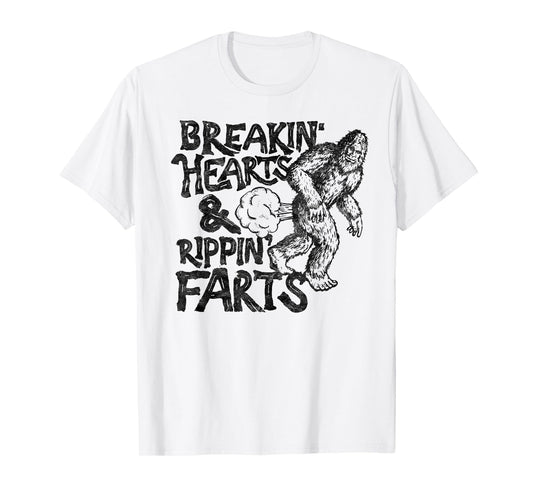 Breaking Hearts Ripping Farts! Funny Bigfoot Sasquatch Gas T-Shirt