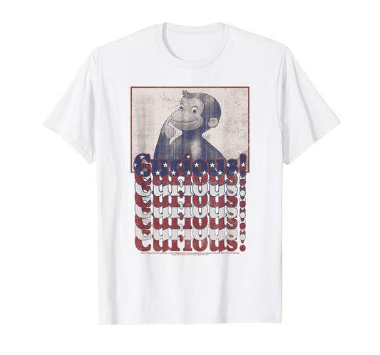 Curious George 4th Of July American Flag Text Stack T-Shirt