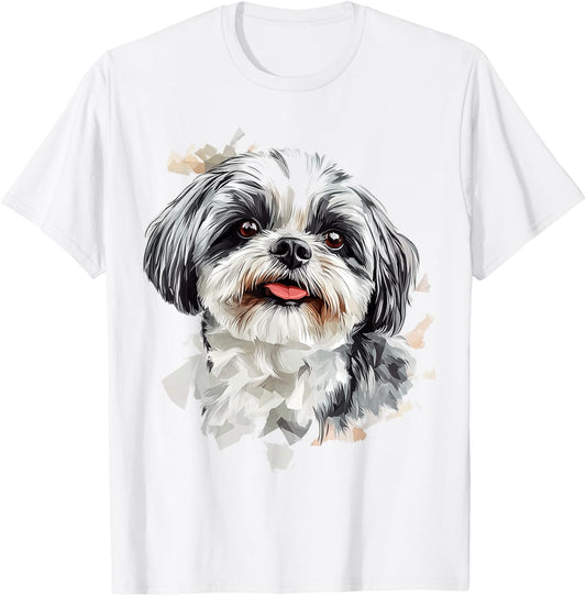 Shih Tzu Dog Motif Pet Illustration Shih Tzu T-Shirt