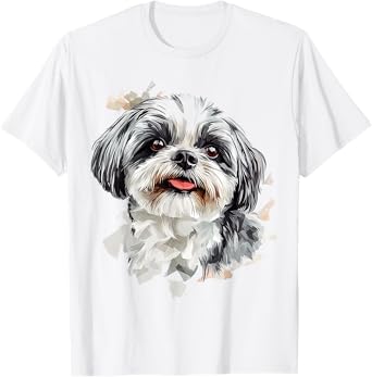 Shih Tzu Dog Motif Pet Illustration Shih Tzu T-Shirt for Men Women Kids