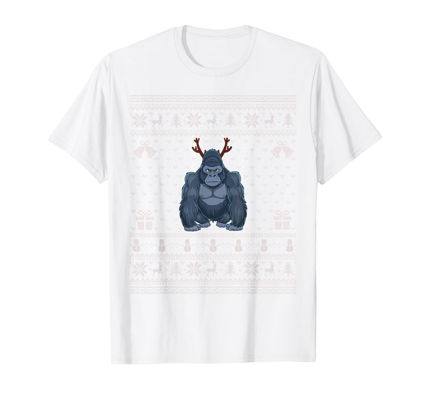 Ugly Xmas Sweater Style Gorilla Reindeer Christmas T-Shirt