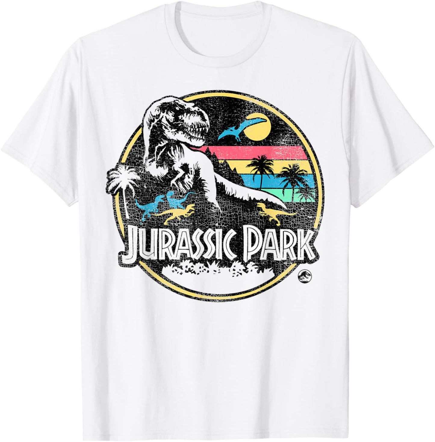 Jurassic Park Striped Retro T-Rex T-Shirt