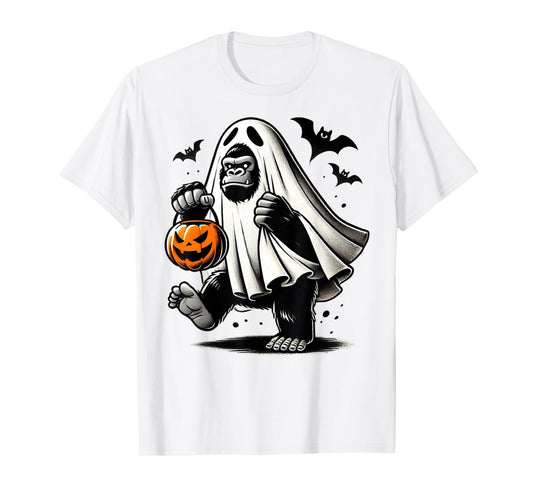 Funny Gorilla Halloween Ghost Costume Trick Or Treat Monkey T-Shirt