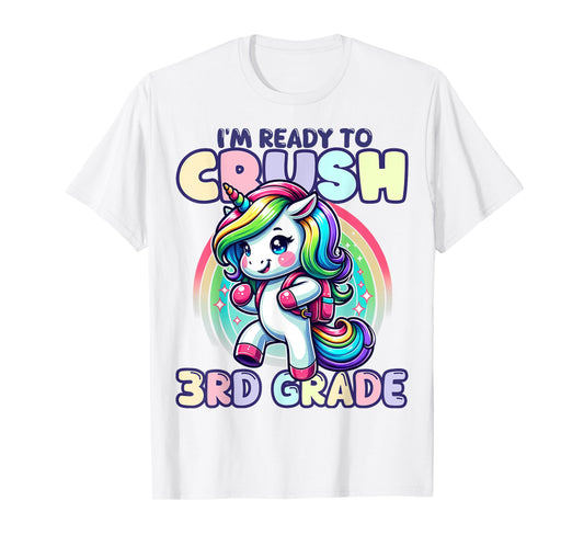 Crush 3rd Grade Girls Back to School Unicorn First Day Cute T-Shirt