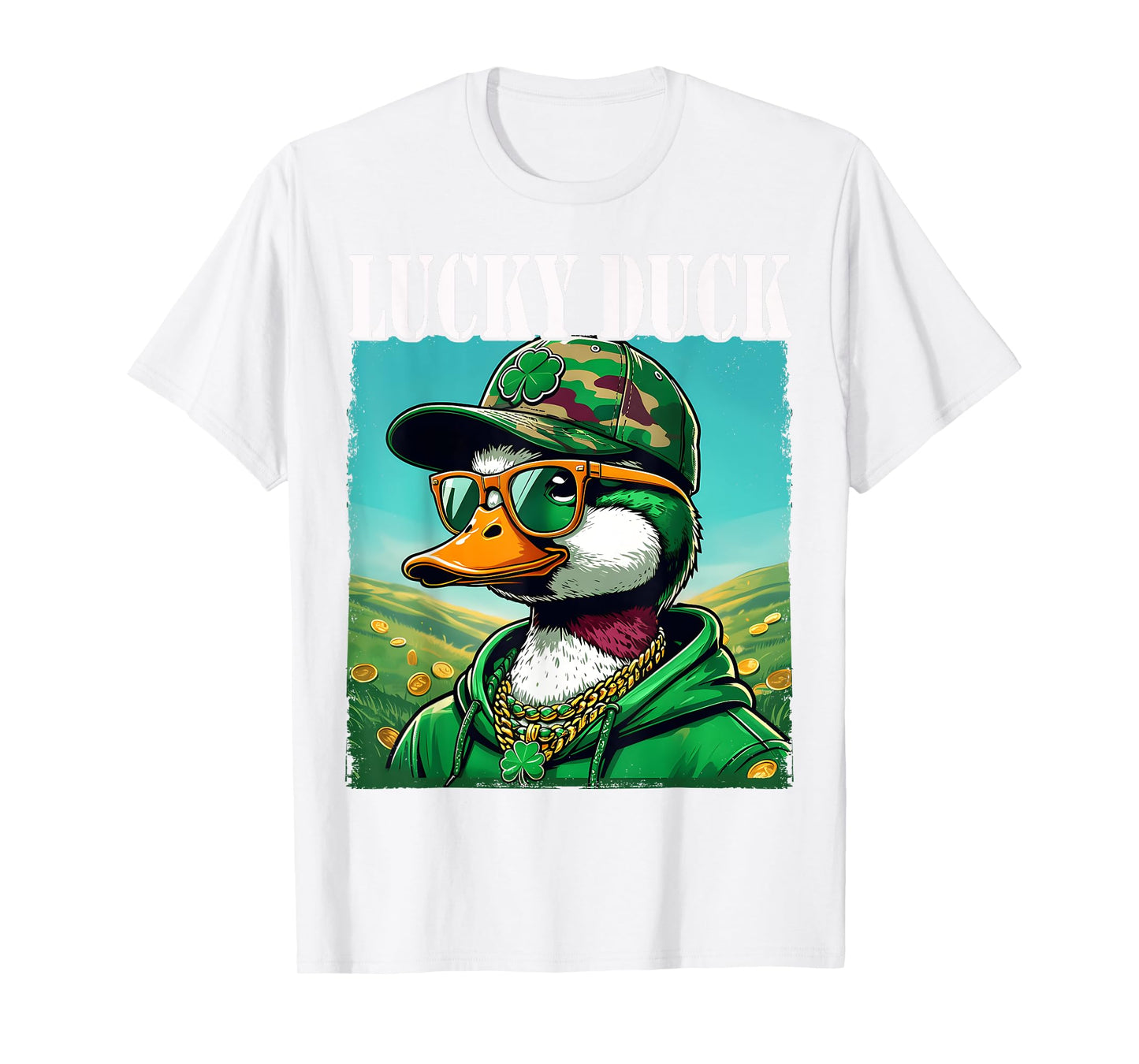 Lucky Duck Hunting Mallard Duck St Patrick's Day Shamrock T-Shirt