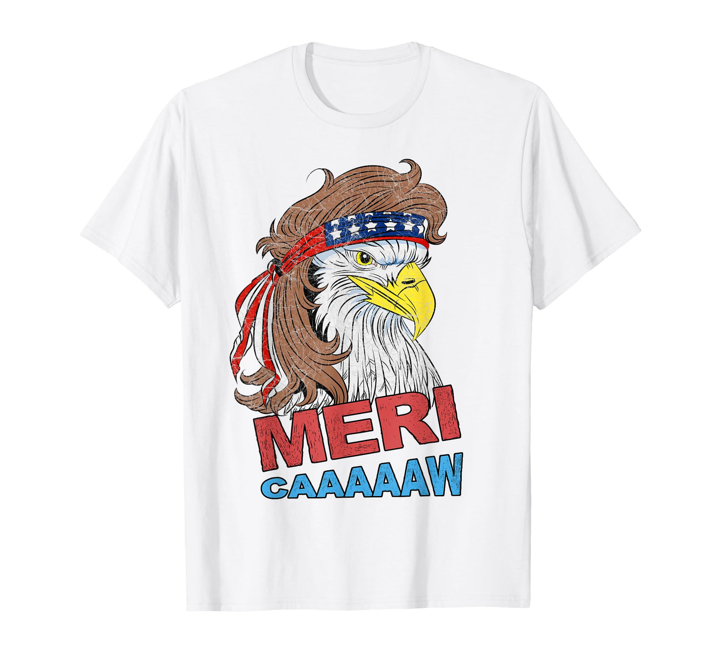 meri-caaaaaw - Eagle Mullet 4th Of July USA American Flag T-Shirt