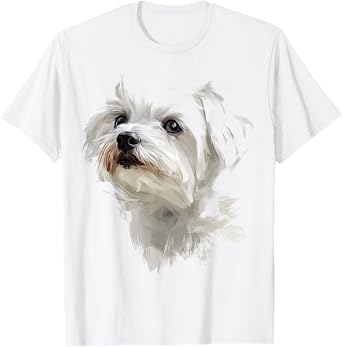 Maltese Dog Motif Pet Illustration Maltese T-Shirt