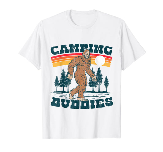Camping Buddies Funny Camper Bigfoot Group Outdoor Sasquatch T-Shirt