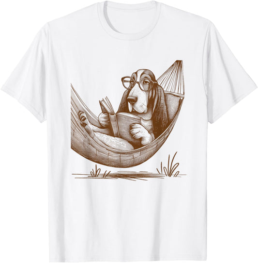 Basset Hound Dog Mom Basset Hound Dog Reading Book T-Shirt