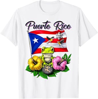 Funny Boricua Coqui Frog Taino Puerto Rico Puerto Rican Flag T-Shirt