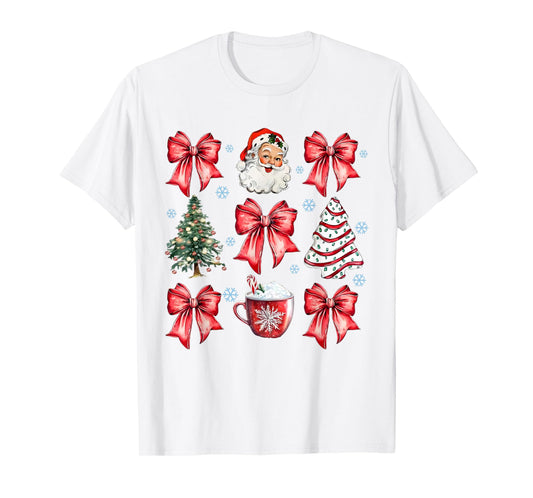 Red Coquette Christmas Vintage Santa Xmas Tree Cake Party T-Shirt