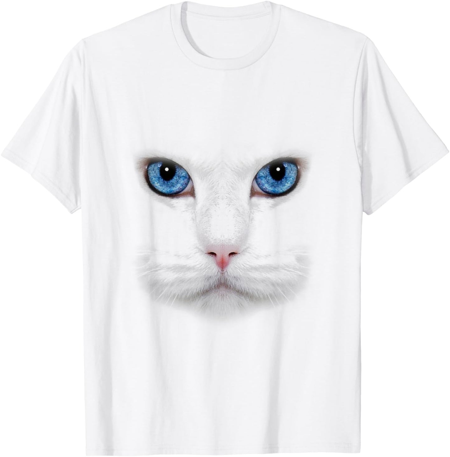 Beautiful White Cat Face With Blue Eyes Cats Lovers T-Shirt