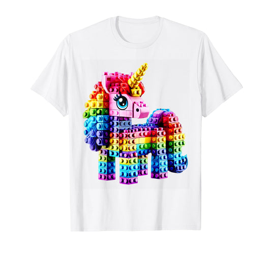 Colorful Unicorn Master Builder Funny Building Blocks Bricks T-Shirt