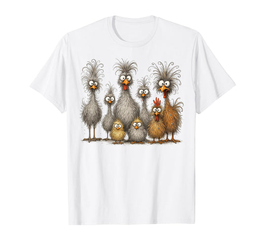 Eagerlys Colorful Funny Chicken Art, Crazy Chicken Family T-Shirt