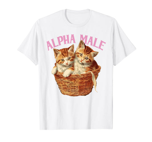 Funny Ironic Alpha Cat Male Kitten Joke Weird Y2K Humor T-Shirt