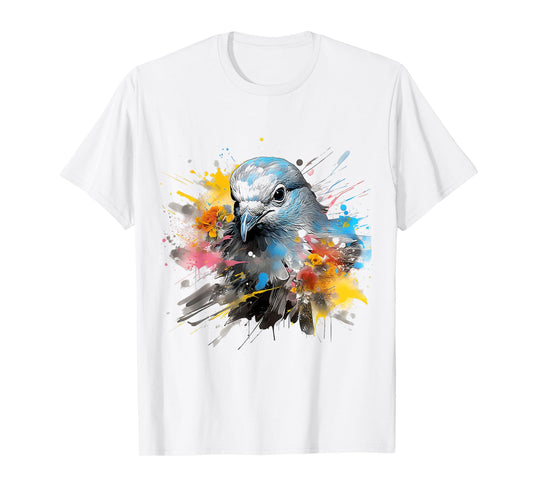 Dove Abstract Painting Art Drawing Flowers Graphic Bird T-Shirt