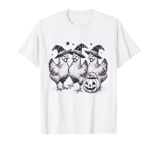 Funny Chicken Halloween Costume Spooky Season Chickens Witch T-Shirt