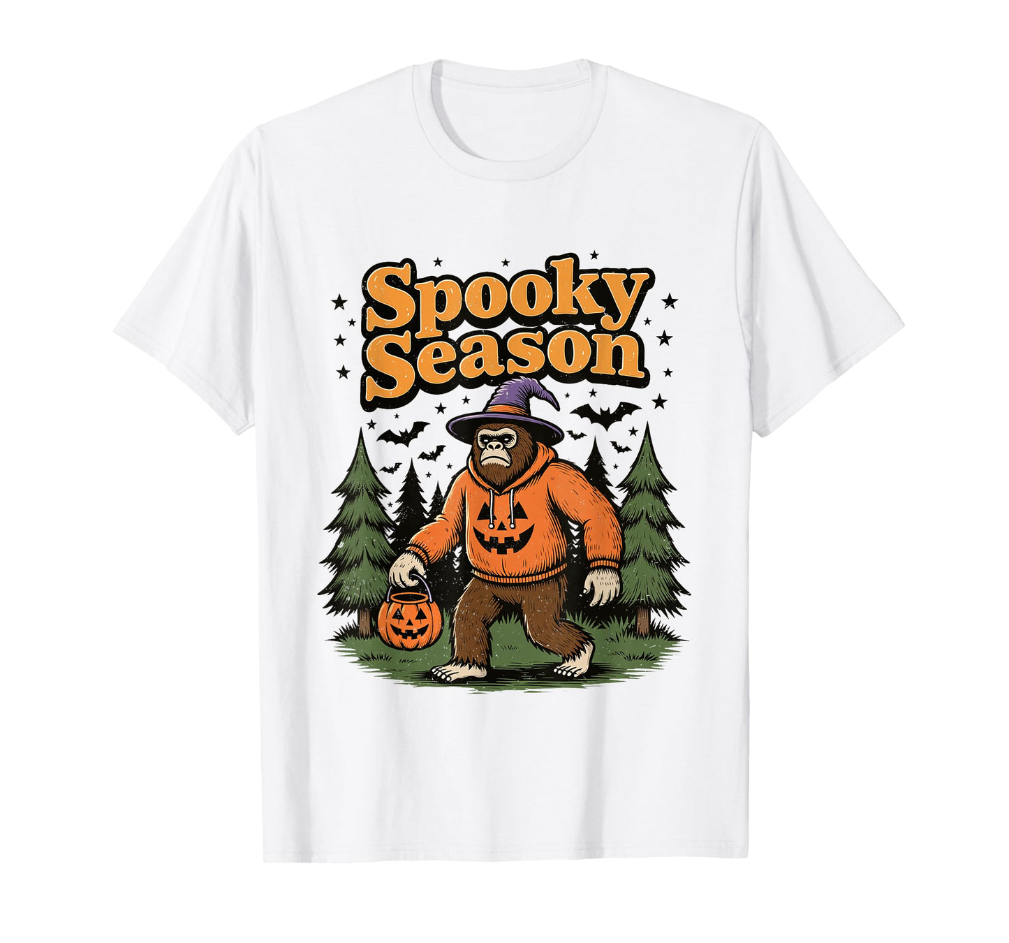 Spooky Season Halloween Bigfoot Sasquatch Fall Pumpkin T-Shirt