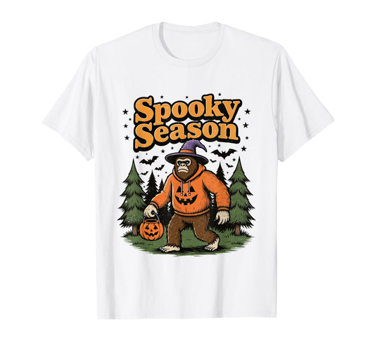 Spooky Season Halloween Bigfoot Sasquatch Fall Pumpkin T-Shirt