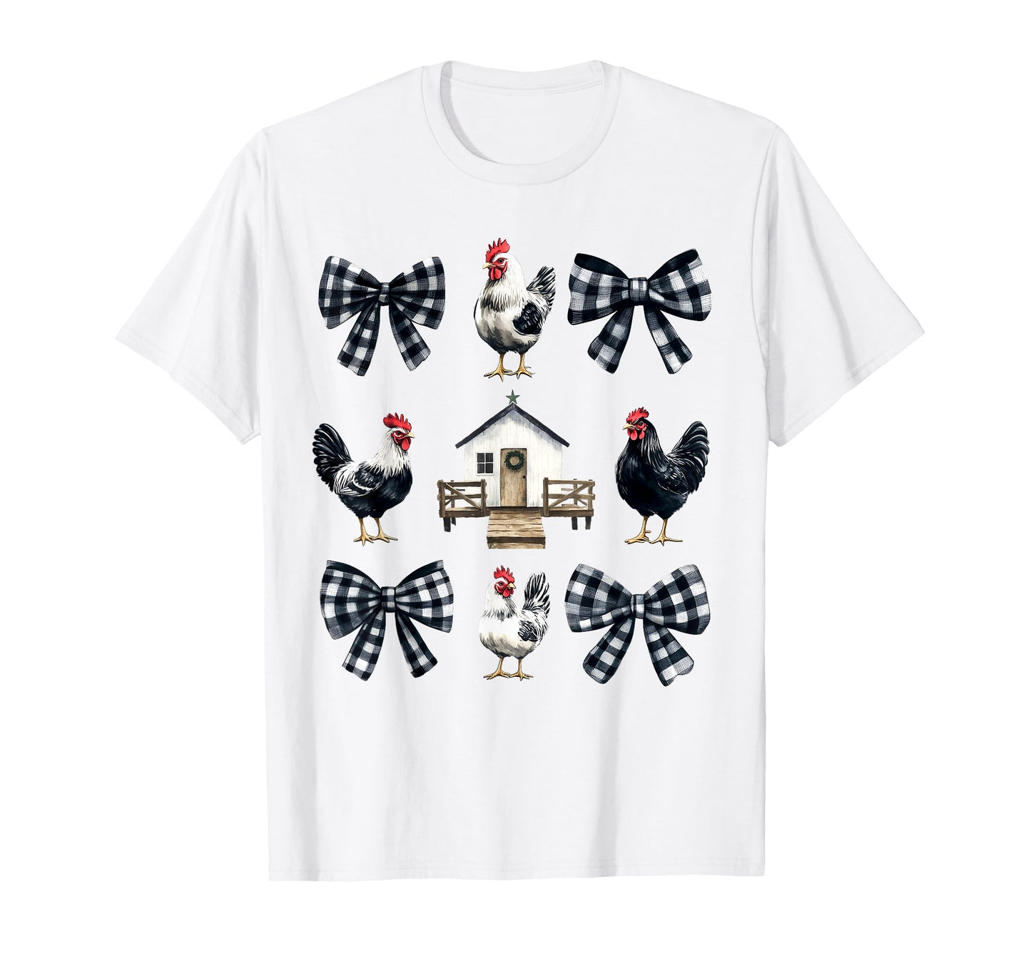 Chicken Farm Funny Aesthetic Bows Clothing Girly Womens Unisex-Kids Unisex-Adults T-Shirt Grey Small Chicken Coquette Bows Design Classic Fit