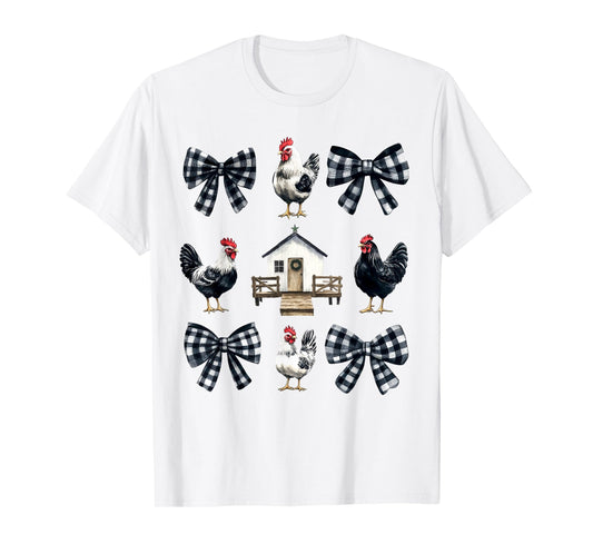 Chicken Farm Funny Aesthetic Bows Clothing Girly Womens Unisex-Kids Unisex-Adults T-Shirt Grey Small Chicken Coquette Bows Design Classic Fit