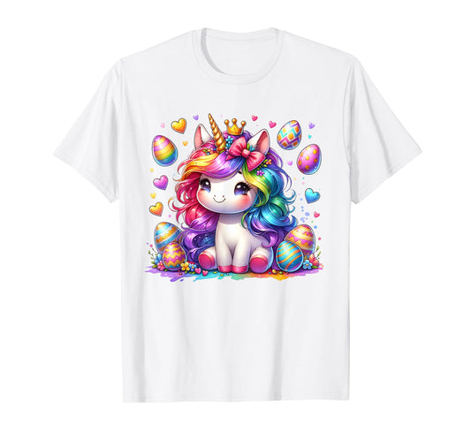 Cute Unicorn Easter Shirt Girls Kids Easter Eggs Easter T-Shirt