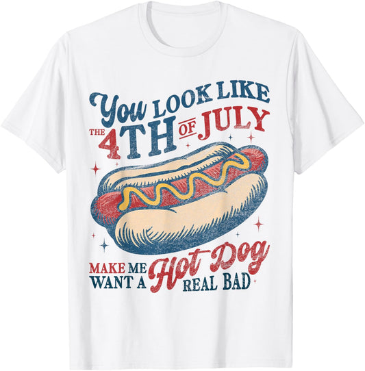 Funny You Look Like 4th Of July Hot Dog Wiener Men Women T-Shirt