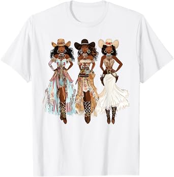 Black African American Cowgirl Western Country Texas Rodeo T-Shirt