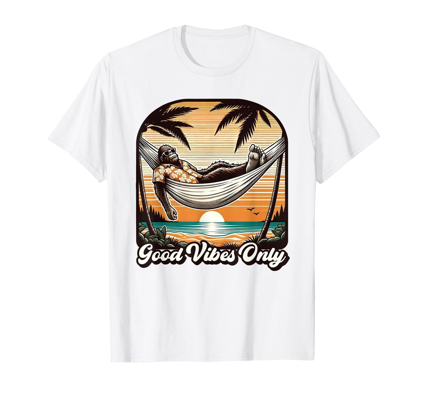 Funny Bigfoot Sasquatch Hawaiian Retro Beach Vacation Men T-Shirt