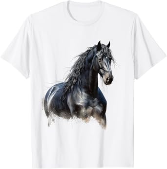 Horse paint Equestrian Friesian Horse Beautiful Watercolor T-Shirt