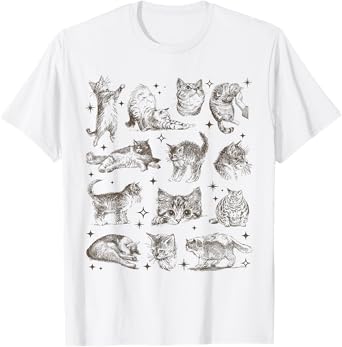 Vintage 90s Tattoo Retro Cats In Space T-Shirt T-Shirt