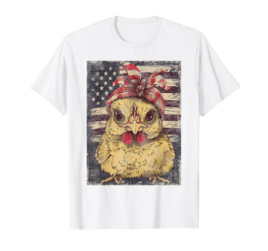 Cute Chicken USA American Flag Patriotic Americana Graphic T-Shirt