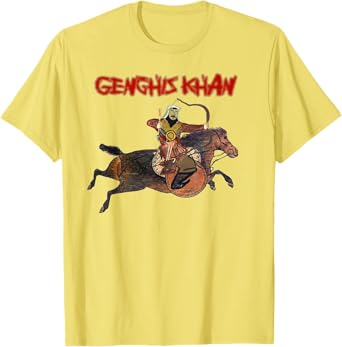 Rex Invictus Genghis Khan T-Shirt, Men's Unisex-Adults Yellow Cartoon T-Shirt, Classic Fit, Short Sleeve, Crew Neck, Small
