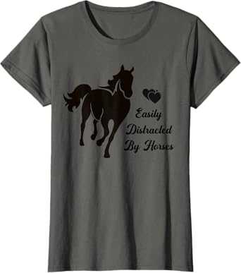 Easily Distracted By Horses Horse Back Riding Graphic T-Shirt