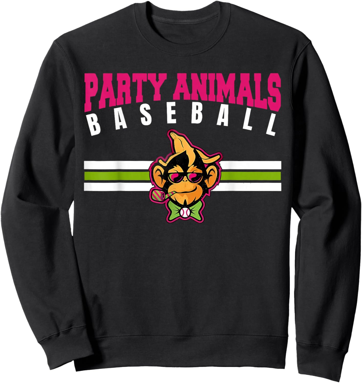 Party Animals Baseball Retro Monkey Sunglasses T-Shirt Sweatshirt - Sweatshirt | Black