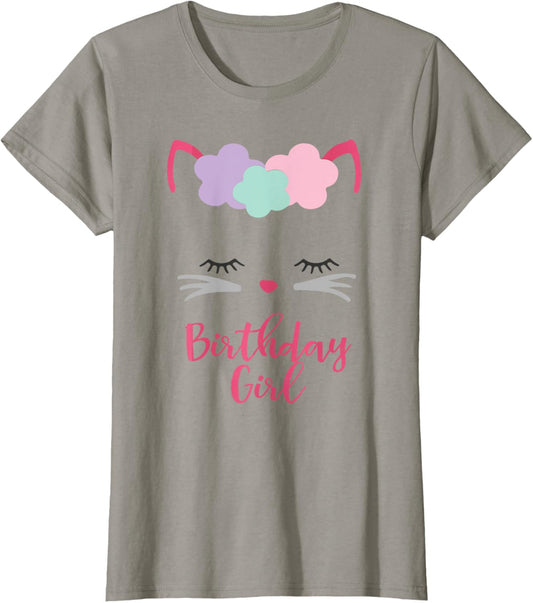 Kitten Birthday T-Shirt Cat Gift, Kitty Birthday Girl Outfit T-Shirt