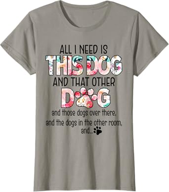 Dog Mama - Dog Motif with Dog Saying T-Shirt for Women Girls Kids