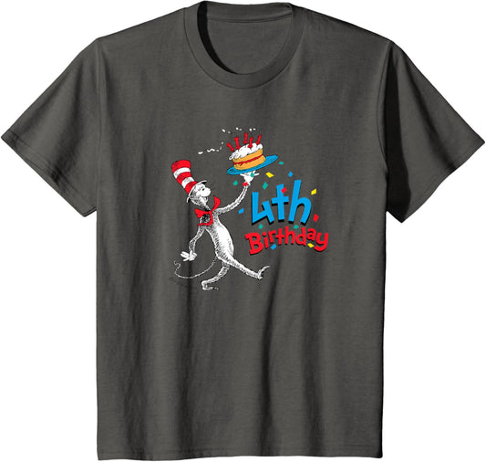Kids Dr. Seuss Cat in the Hat 4th Birthday T-Shirt