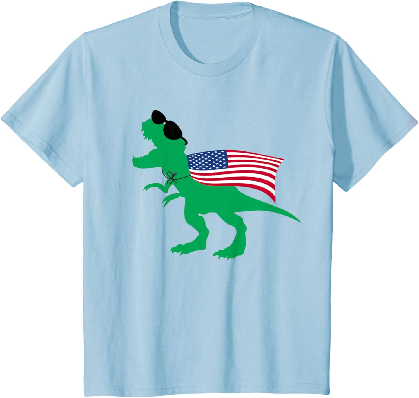 Kids Fourth of July 4 Dinosaur Toddler Boys American Flag Cape T-Shirt