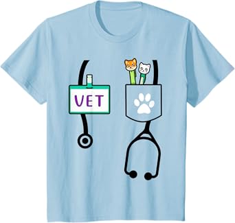 Kids Veterinarian Costume Gift Boys Girls Kids Animal Doctor Vet T-Shirt