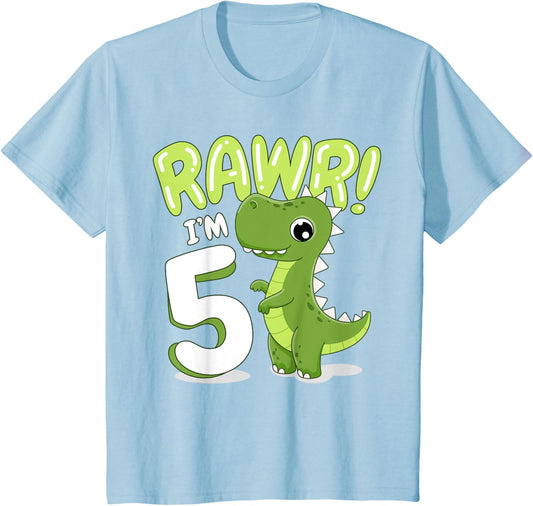 Kids Dinosaur 5th Birthday Outfit Dinosaur Birthday Party T-Shirt