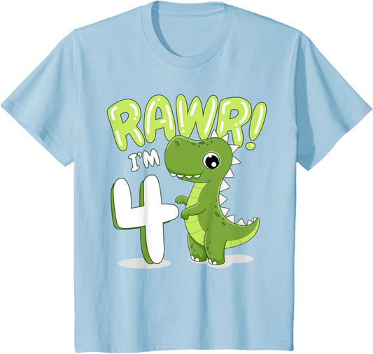 Kids Dinosaur 4th Birthday Outfit Dinosaur Birthday Party T-Shirt