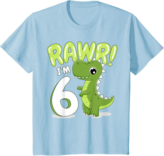 Kids Kids Dinosaur 6th Birthday Outfit Dinosaur Birthday Party T-Shirt